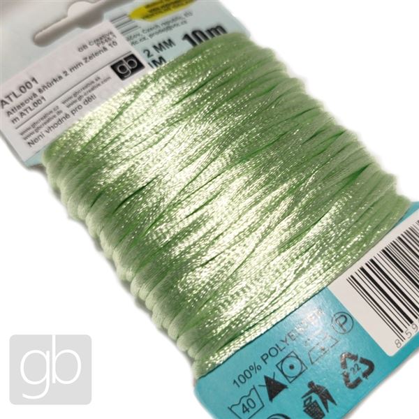 Satin cord 2 mm Green 10 m ATL001