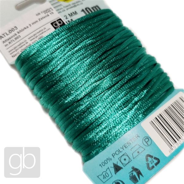 Satin cord 2 mm Green 10 m ATL003