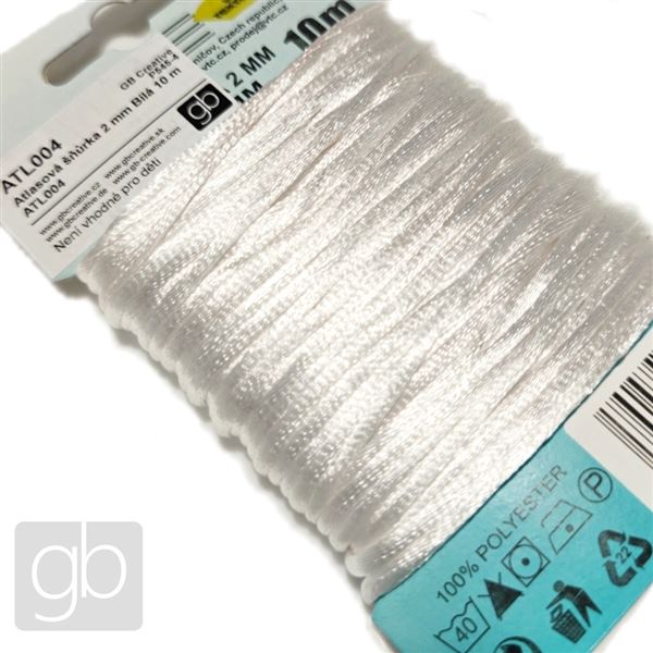 Satin cord 2 mm White 10 m ATL004