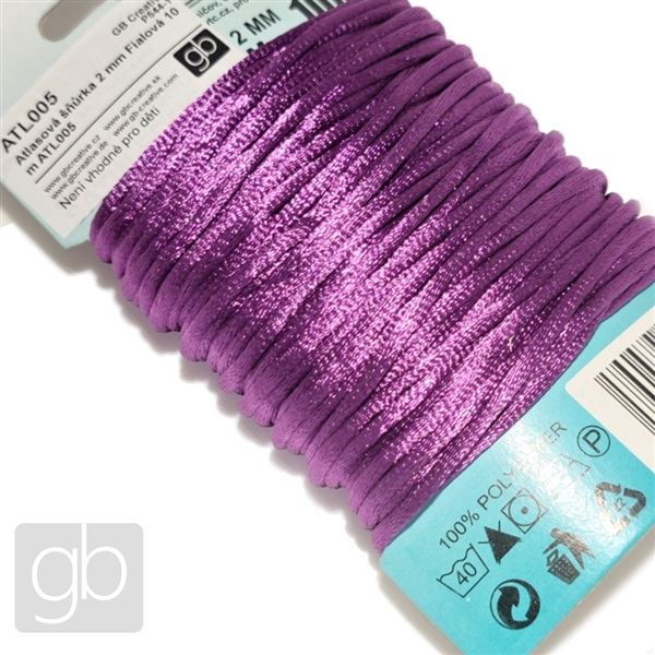 Satin cord 2 mm Purple 10 m ATL005