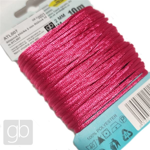 Satin cord 2 mm Pink 10 m ATL007