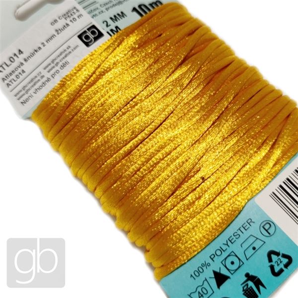 Satin cord 2 mm Yellow 10 m ATL014