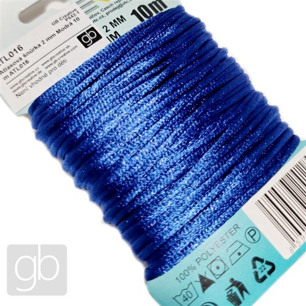 Satin cord 2 mm Blue 10 m ATL016