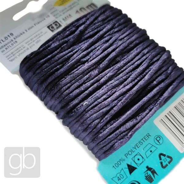 Satin cord 2 mm Purple 10 m ATL019