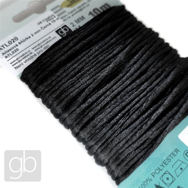 Satin cord 2 mm Black 10 m ATL020