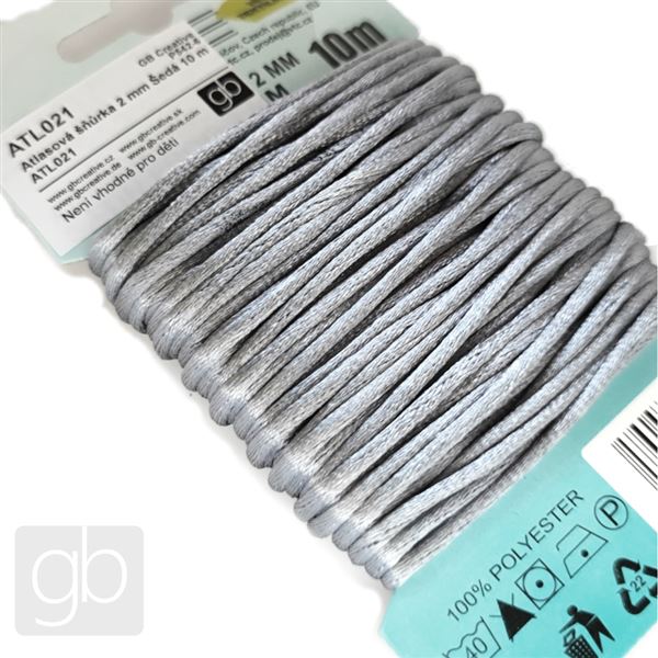 Satin cord 2 mm Grey 10 m ATL021