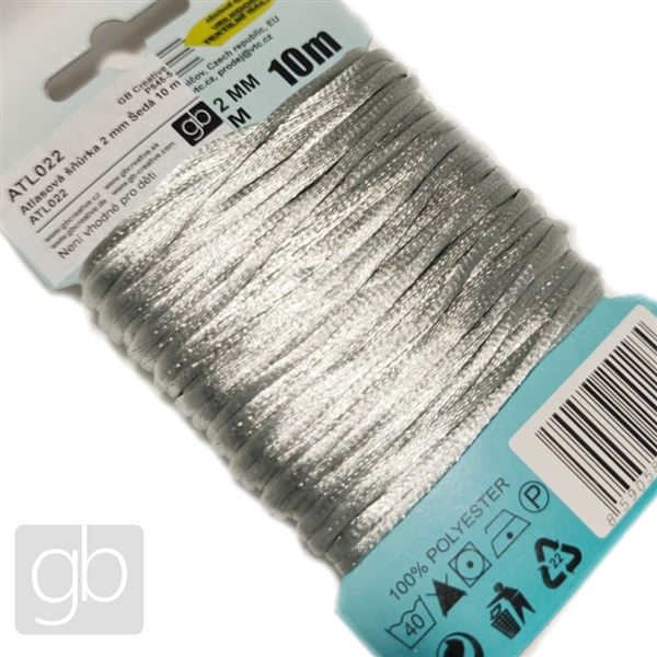 Satin cord 2 mm Grey 10 m ATL022