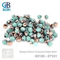 Fire Polished Beads 3 mm Turquoise Gold 63130-27101 50 pcs