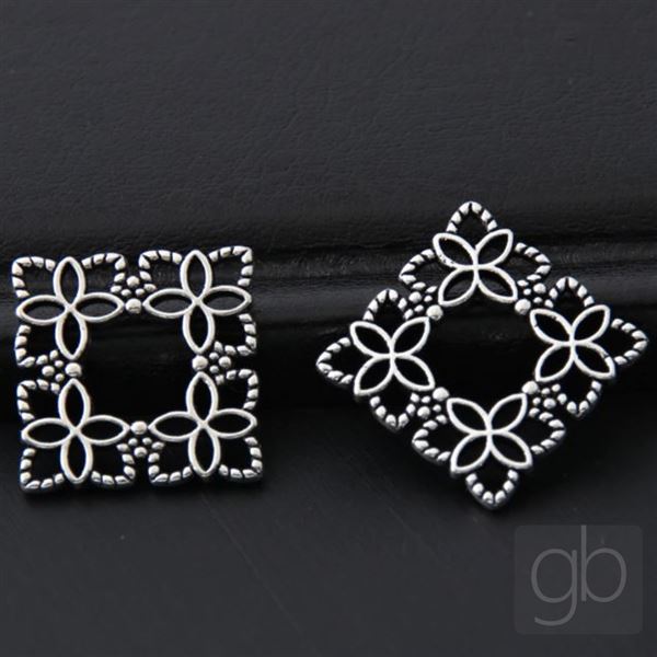 Filigree square 15 x 15 mm Antique silver 