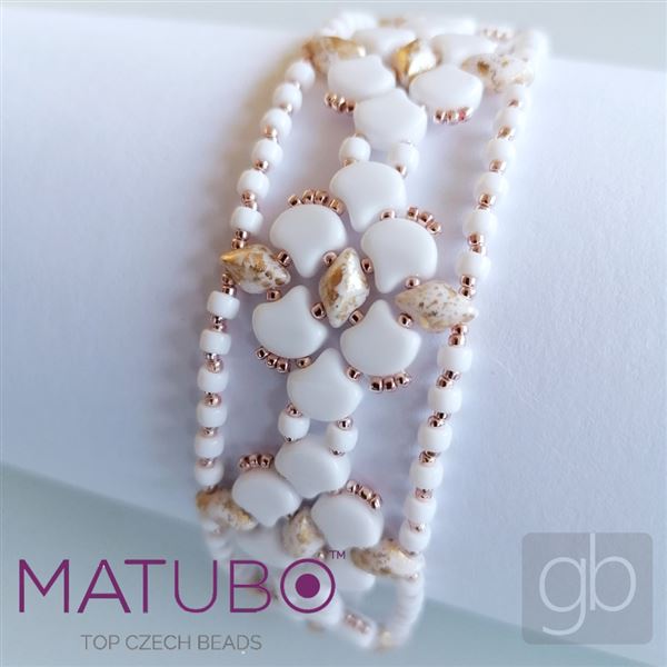 GEMDUO Matubo 8 x 5 mm White + Gold S22C03000