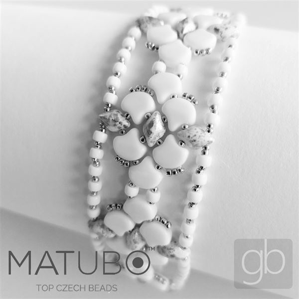 GEMDUO Matubo 8 x 5 mm White + Silver S23C03000