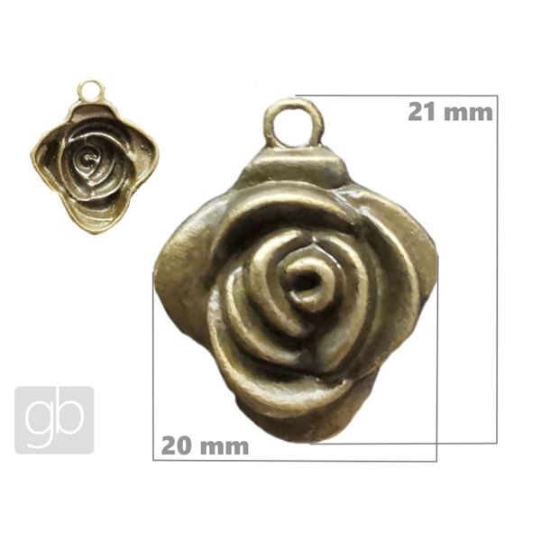 Rose pendant connector 20x21 mm Old brass