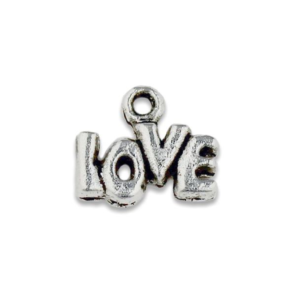 LOVE pendant (12 x 7 mm) Antique silver