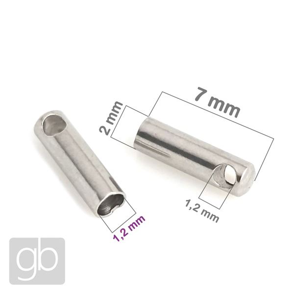 Jewelry cap 7 x 2 mm hole 1,2 mm Surgical steel 10 pcs