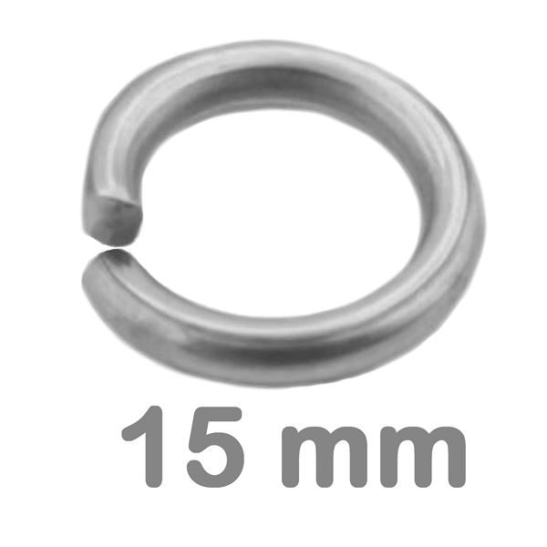 Jump rings simple PLATINUM 15 mm 10 pcs.