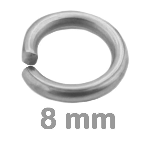 Jump rings simple PLATINUM 8 mm 10 pcs.