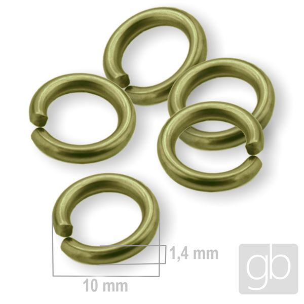 Reinforced Jump rings 10 mm Old brass 5 pcs