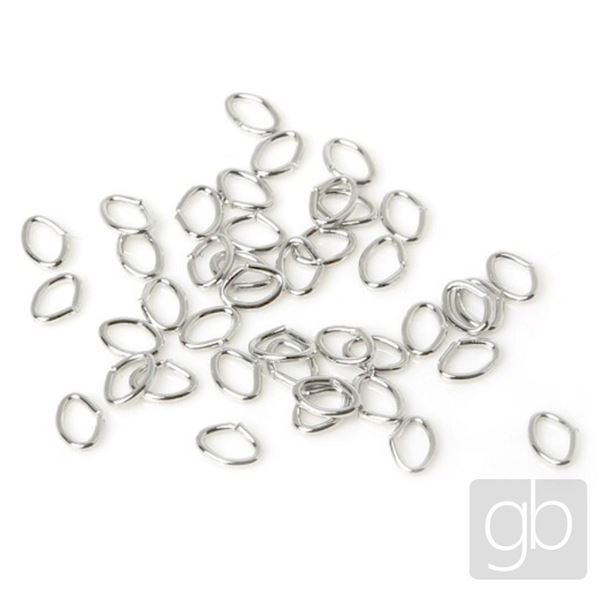 Jump Rings Oval SILVER 6 x 4 mm 10 pcs.