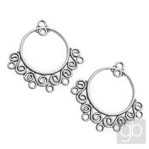 Earring component 24 mm Antique silver