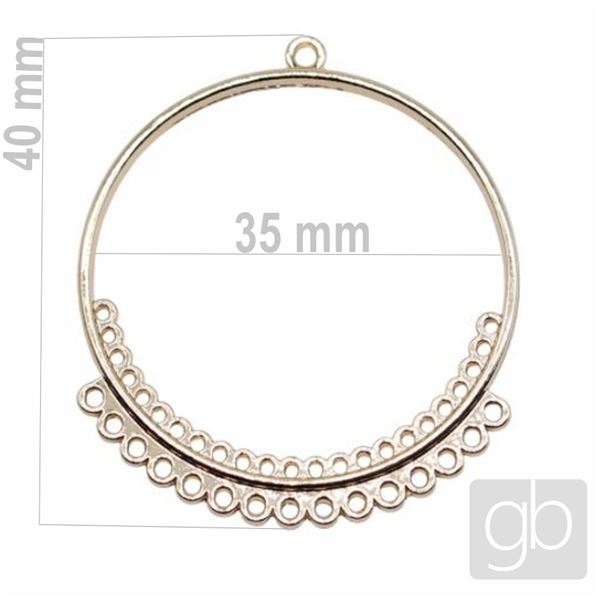 Earring component circle 35 mm 2 pcs Light gold