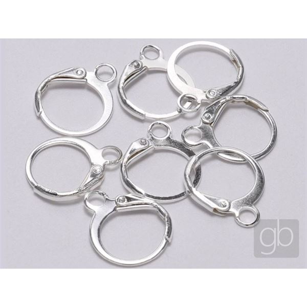 Earring clasp closed 12 mm Rhodium plated