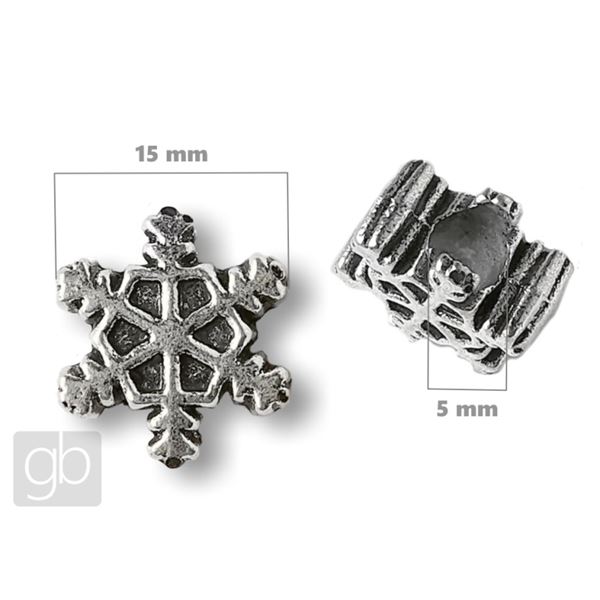 Pendant Snowflake 15 mm Platinum (hole 5 mm)