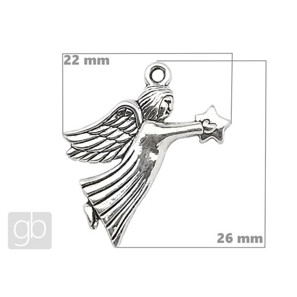 Angel pendant 26 mm Antique silver