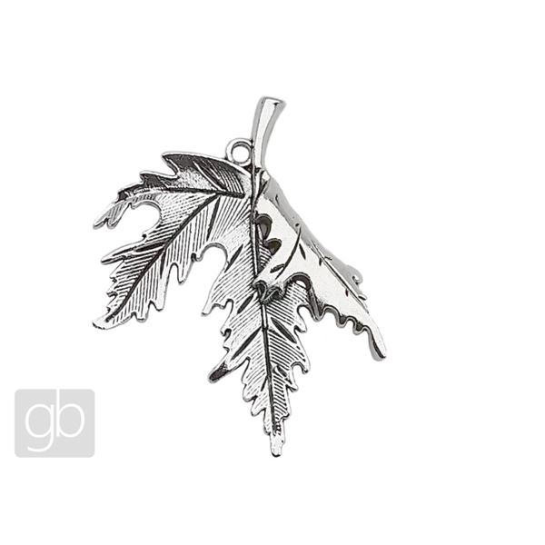 Pendant leaf 55 x 45 mm Antique silver