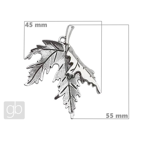 Pendant leaf 55 x 45 mm Antique silver