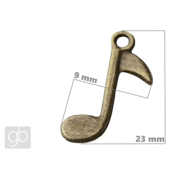 Pendant note 23 x 9 mm Old brass