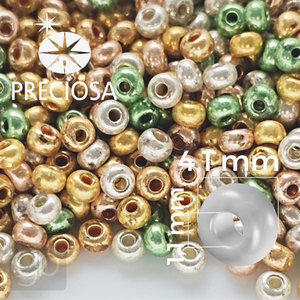 Preciosa MIX 6/0 4,1 mm Green Gold Silver 50 g