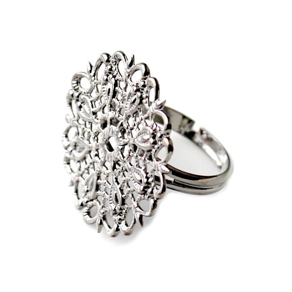 Filigree ring base 24 mm Platinum