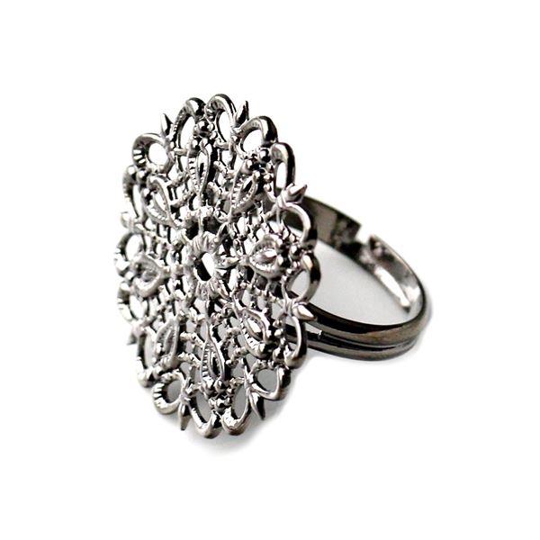 Filigree ring base 24 mm Hematite