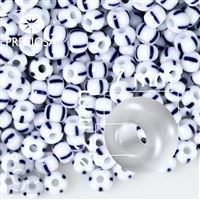 Preciosa STRIPED beads  31/0 7 mm Blue White 03330 50 g