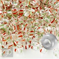 Preciosa STRIPED Seed Beads 10/0 2,3 mm Red Green 00950 20 g