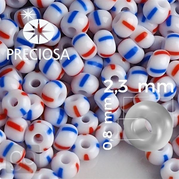 Preciosa STRIPED Seed Beads 10/0 2,3 mm Blue Red 03930 20 g