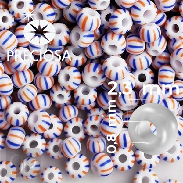 Preciosa STRIPED Seed Beads 10/0 2,3 mm Blue Red 03931 20 g