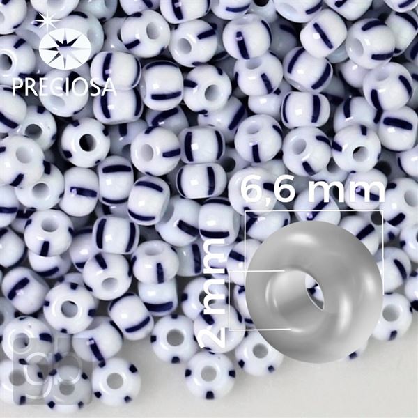 Preciosa STRIPED beads 1/0 6,6 mm Blue White 03330 20 g