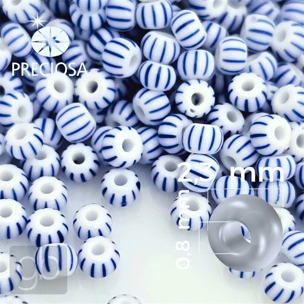 Preciosa STRIPED Seed Beads 10/0 2,3 mm Blue White 20 g