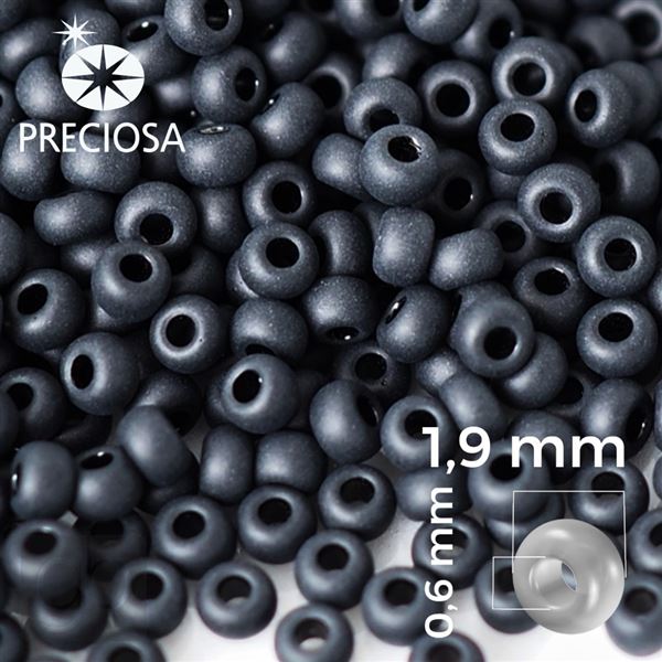 Preciosa Seed beads 11/0 2,1 mm Black MATE 23980 50 g