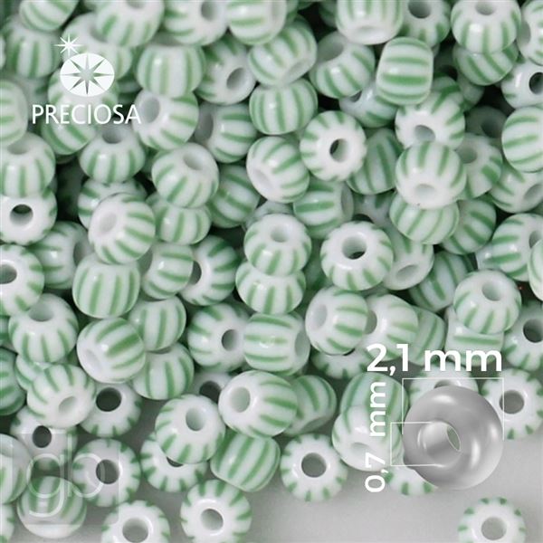 Preciosa STRIPED 11/0 2,1 mm Wei Grn 03851 50 g