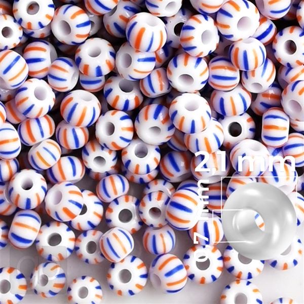 Preciosa STRIPED 11/0 2,1 mm White Red Blue 03931 50 g