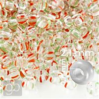 Preciosa STRIPED 11/0 2,1 mm Clear Green Red 00950 50 g