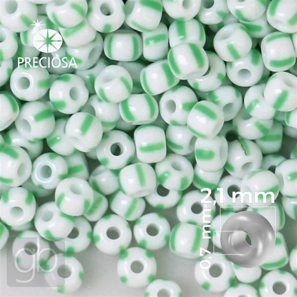 Preciosa STRIPED 11/0 2,1 mm White Green 03850 20 g