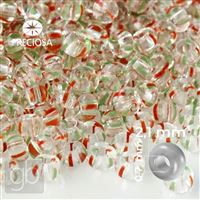 Preciosa STRIPED 11/0 2,1 mm Clear Red Green (00950) 20 g