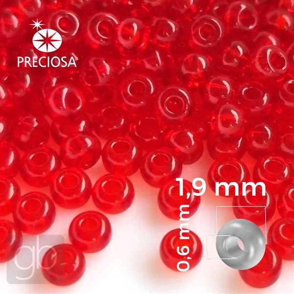 Preciosa Seed beads 12/0 1,9 mm Red 90070 20 g