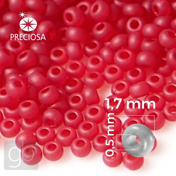 Preciosa Seed beads 13/0 1,7 mm Red Frosted 90070 50 g