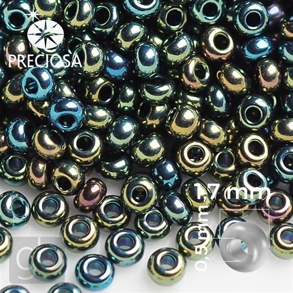 Preciosa Seed beads 13/0 1,7 mm IRIS Green 59155 50 g