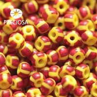 Preciosa STRIPED Seed beads 6/0 4,1 mm Yellow Red 83190 20 g