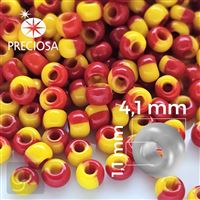 Preciosa HARLEQUIN Seed beads 6/0 4,1 mm Yellow Red 83790 20 g